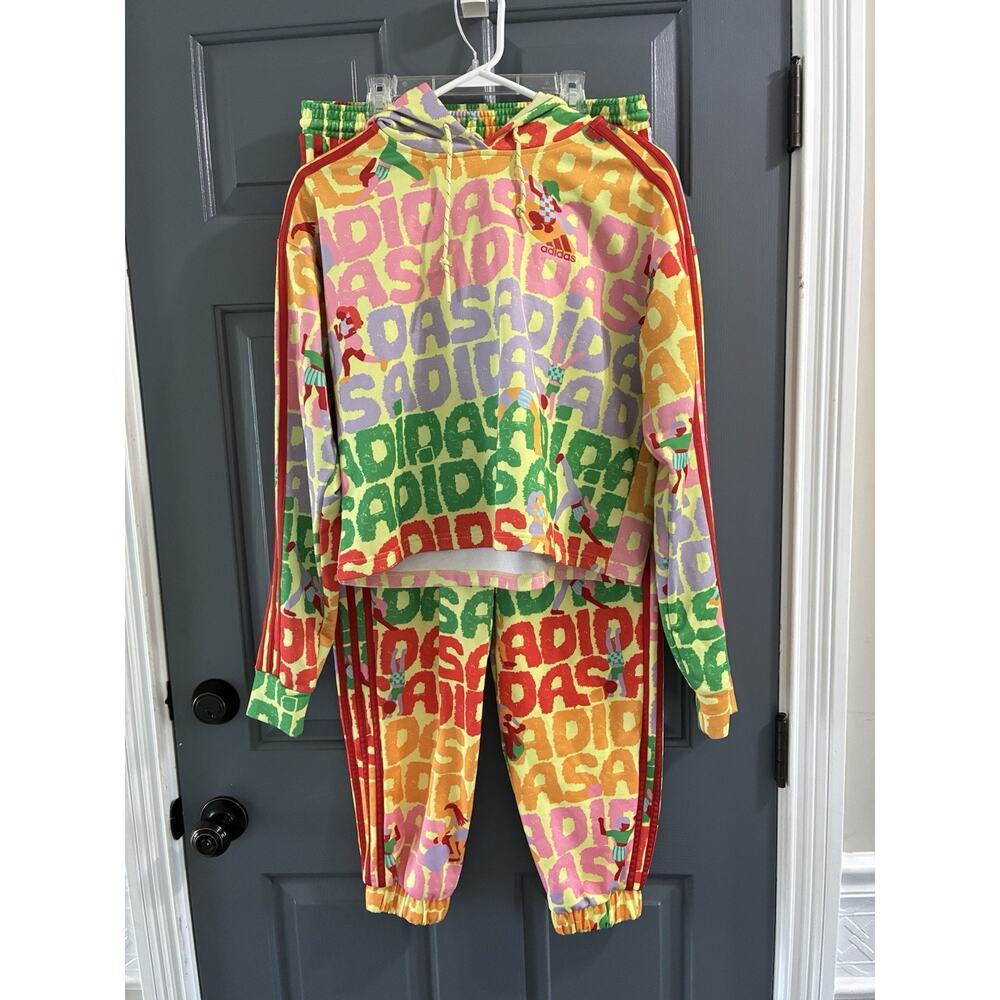 Adidas Farm Rio Collab Hoodie Joggers Track Suit Medium Log Multicolor Graphic - Picture 3 of 9